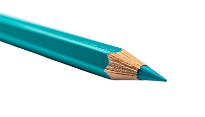 Fototapeta premium Macro shot of a single turquoise colored pencil against a stark black background