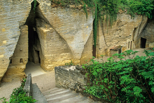 Exploring ancient quarries of Doue-la-Fontaine in Maine-et-Loire region of France