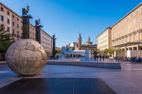 stone in fron of square in Zaagoza pain