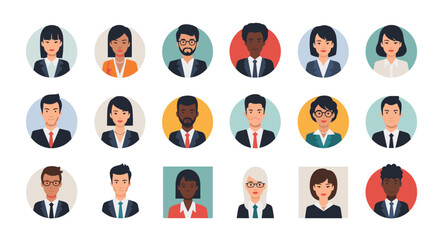 Fototapeta premium Diverse professional avatars collection representing various people in business