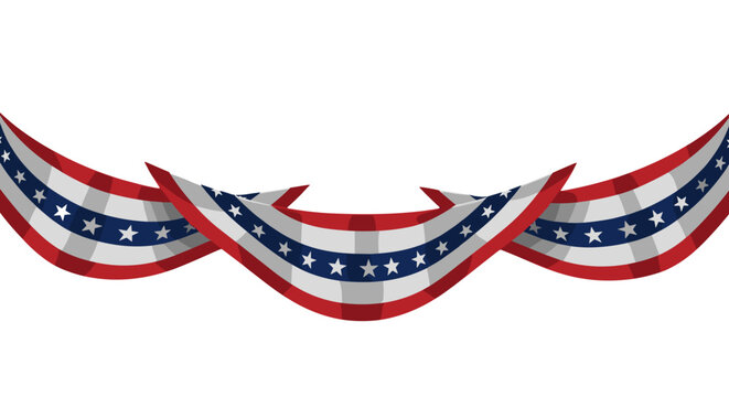 Festive american flag bunting garland with stars and stripes for patriotic