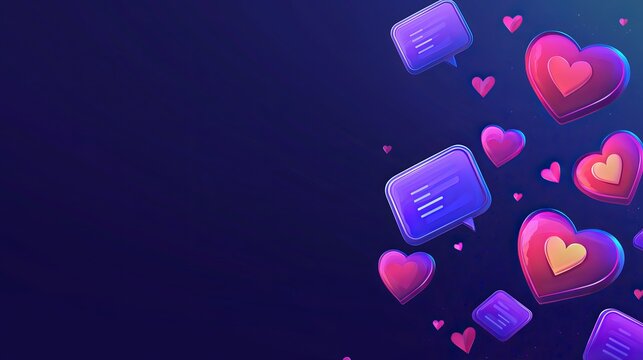 Messages Illustration with Heart Symbol and Speech Bubbles Celebrating Love and Cyber Communication
