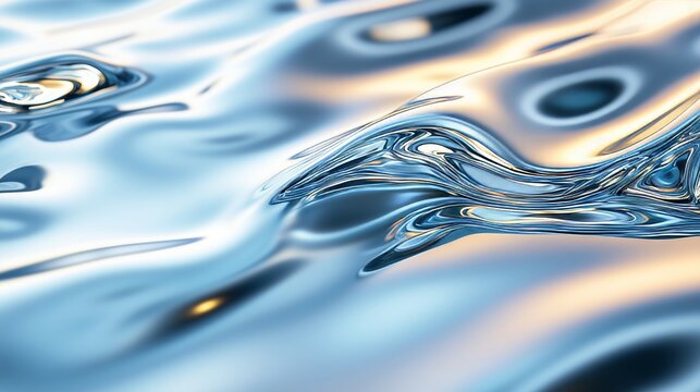 Elegant and Shimmering Silver Liquid Background with Iridescent Metallic Finish for Modern Designs