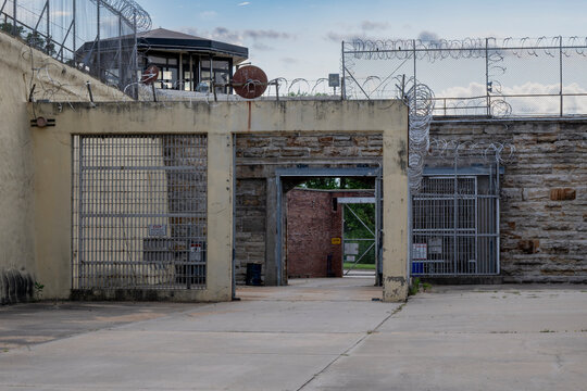 Entrance to the prison with guard tower.