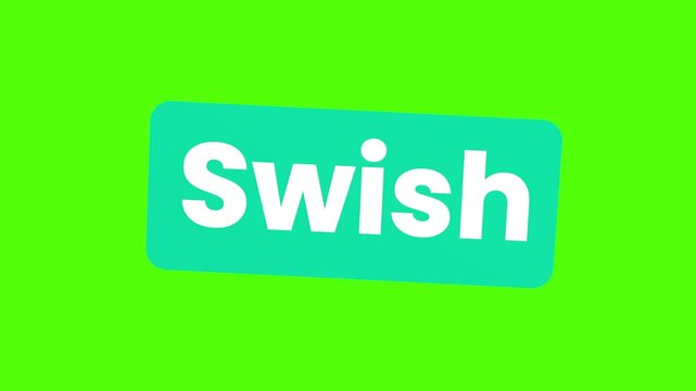 Swish Text Button Animation on Teal Background with Green Screen