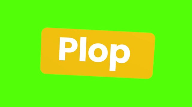 Plop Text Button Animation on Orange Background with Green Screen