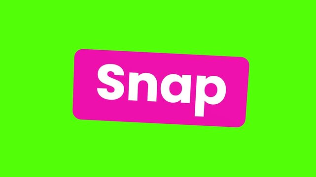 Snap Icon: The word Snap displayed prominently on a vibrant pink rectangular button, set against a lively green backdrop. A modern, minimalist visual element.