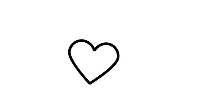 Heart shape line icon animation representing love romance health healthcare or social media like button.