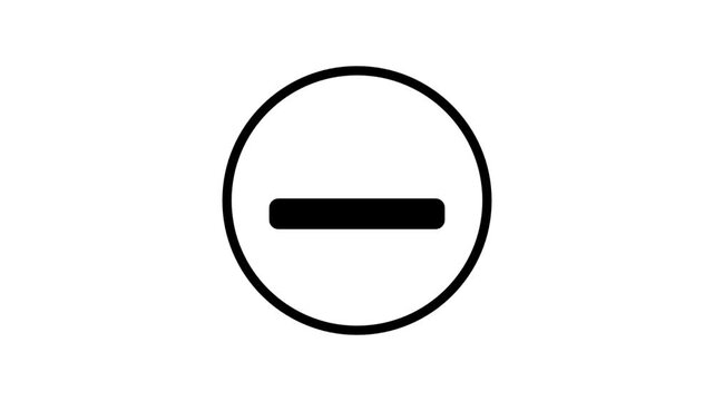 Minus sign inside circle line icon animation for remove delete decrease or negative adjustment action.