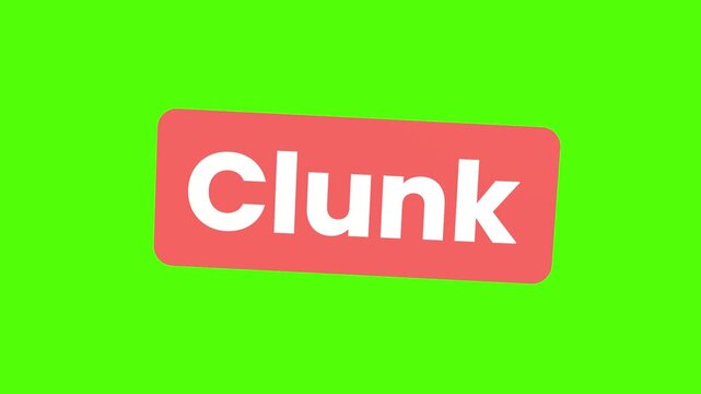 Clunk Text Button Animation on Coral Background with Green Screen