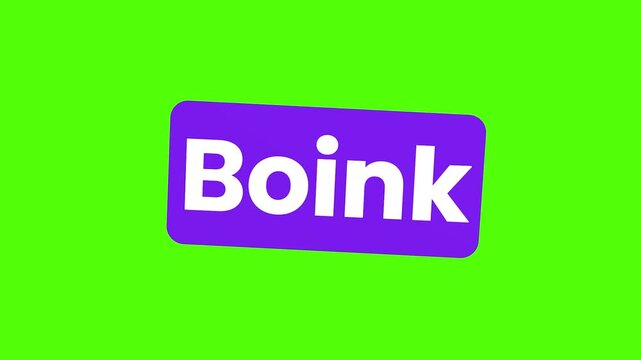 Boink Text Button Animation on Purple Background with Green Screen