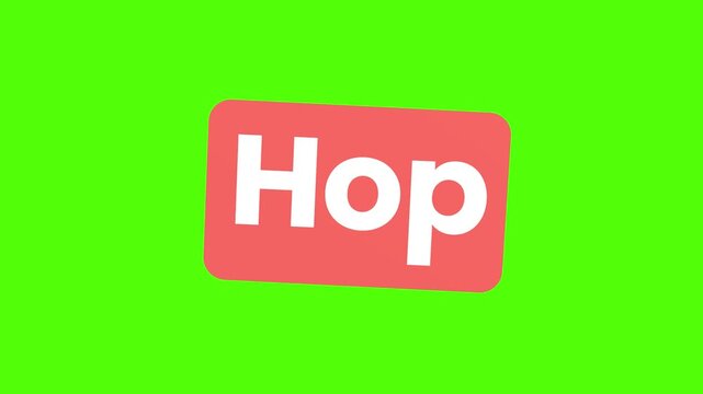 Hop Text Button Animation on Red Background with Green Screen