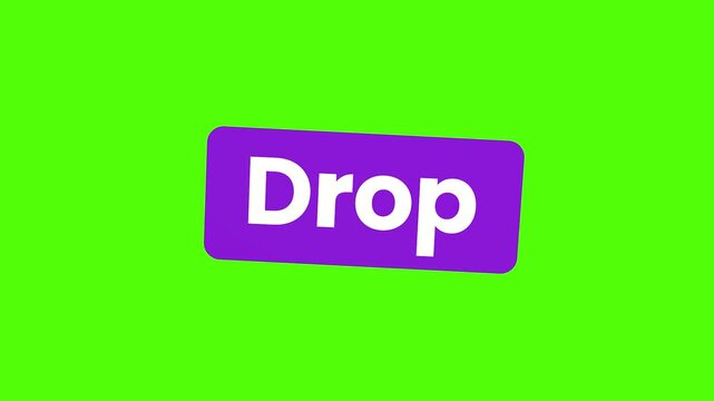 Drop Button on Green Background: A vibrant purple Drop button stands out prominently against a solid green backdrop, perfect for web design, app interfaces, and digital displays.