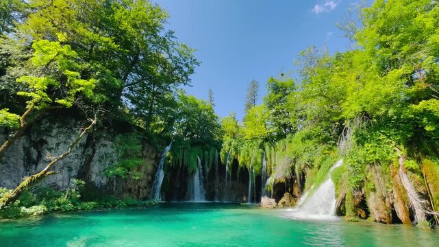 Сinematic B-roll featuring the waterfalls of Plitvice Lakes National Park, Croatia. This footage includes authentic natural ambient sound (ASMR)