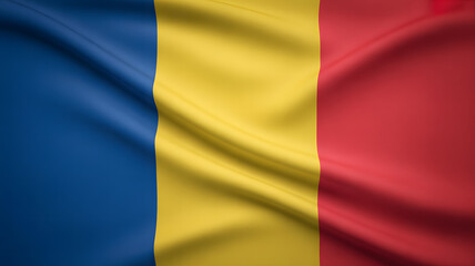Obraz premium Waving Romanian flag with rich texture showcasing national pride and vibrant colors perfect for patriotic themes