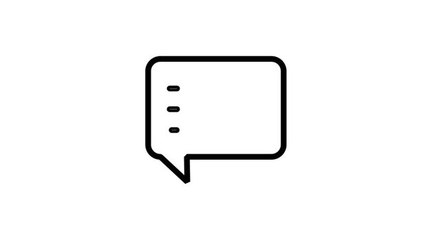 Message bubble line icon animation for chat conversation text feedback or customer support interface communication design.