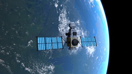 人工衛星と地球　3DCGレンダリング © tsuneomp