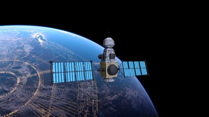 人工衛星と地球　3DCGレンダリング © tsuneomp