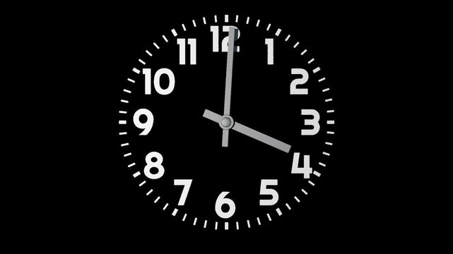 Animazione orologio accelerato, rendering 3d su sfondo trasparente, concetto del tempo che passa velocemente