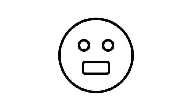 Neutral Or Flat Emoji Face Animation. Minimalist line art animation of a neutral or flat expression emoji face for unbiased user feedback.