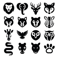 Fototapeta premium Wild Animal Head Silhouette Portraits