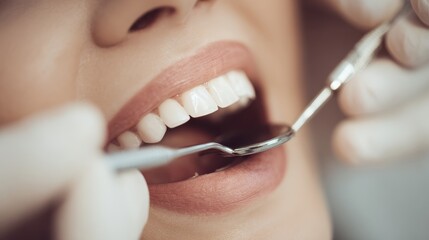 Fototapeta premium treatment of teeth with dental instruments