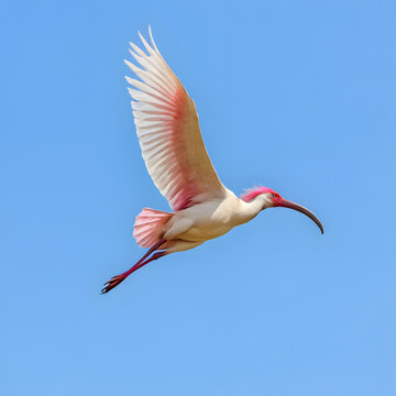 Crested Ibis Bird Element &ndash; Toki Japanese Symbol Bird, Isolated Illustration