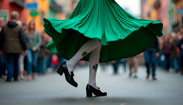 Stockings with a shamrock on the dancer