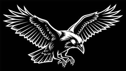 Obraz premium Soaring eagle silhouette on black