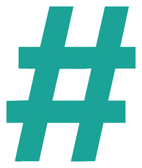 Obraz premium Teal Hashtag Symbol A Bold Representation of Social Media and Digital Trends.