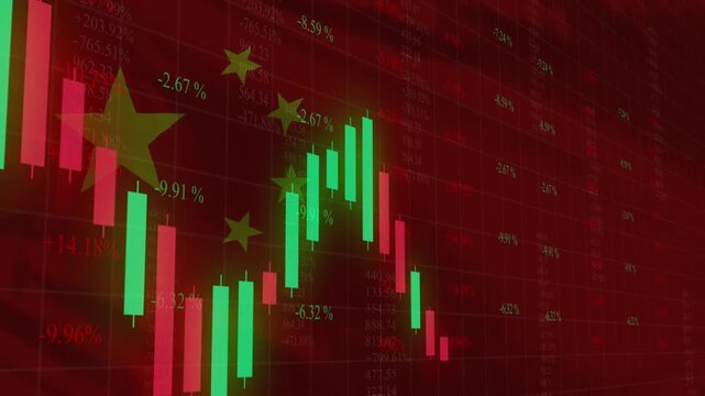 Financial Data Under the Flag: An insightful image revealing financial data superimposed over a flag, symbolizing the interplay of economics and national identity, and hinting at economic conditions.