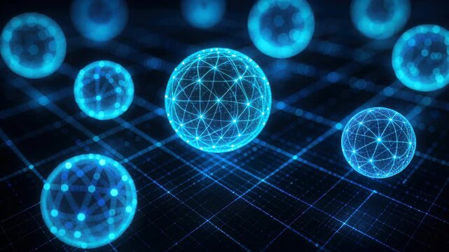Digital Spheres: A mesmerizing depiction of interconnected digital spheres, illustrating the intricate web of information and communication in the digital age. 