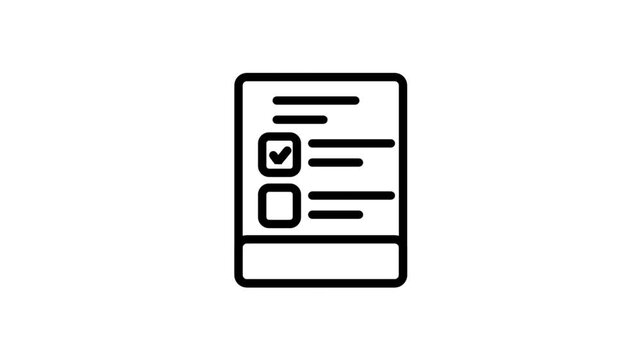 Checklist Form Motion Icon. Simple animated icon of a paper form with checkboxes representing completion, survey, or task list.