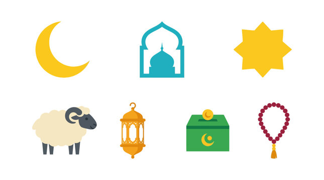 Eid Adha Islamic Symbols Collection.