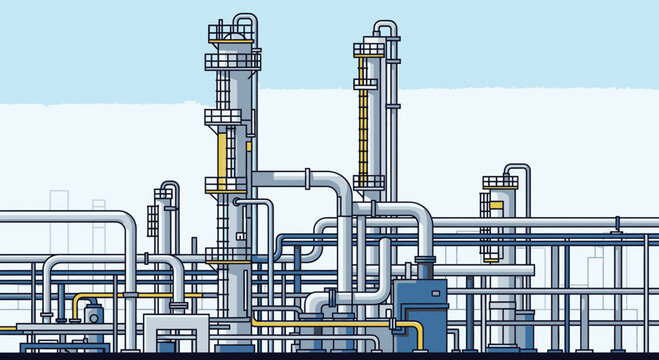 Industrial pipes and machinery equipment.