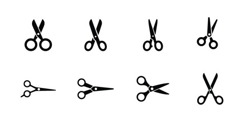 Fototapeta premium Simple scissor icons collection on white background
