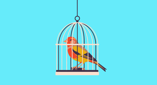 Colorful bird in a cage 3.