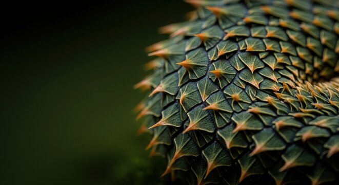 Detailed Macro Shot of Spiky Hairy Bush Viper Dragon Armor Scales