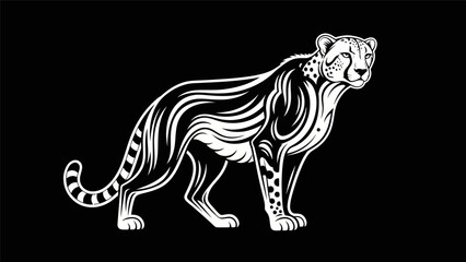 Stylized cheetah illustration on black © Hype