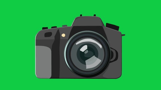 2D Animated DSLR Camera with Professional Lens Detail for Photography