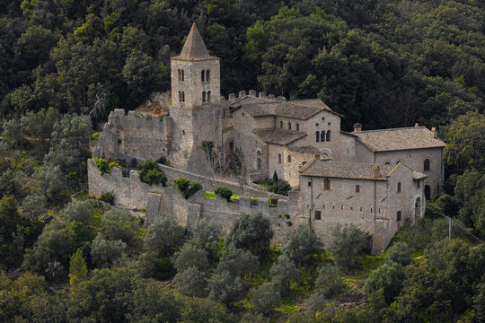 Narni Umbria Italy Ancient Medieval Stone Abbey Monastery Surrounded Green Forest Trees Scenic Nature Landscape Architecture Travel Destination Chronicles Narnia Fantasy Inspiration Epic Historic View