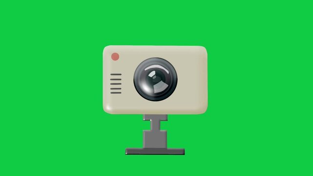 2D Animated Action Camera with Compact Mount Detail for Outdoor Recording