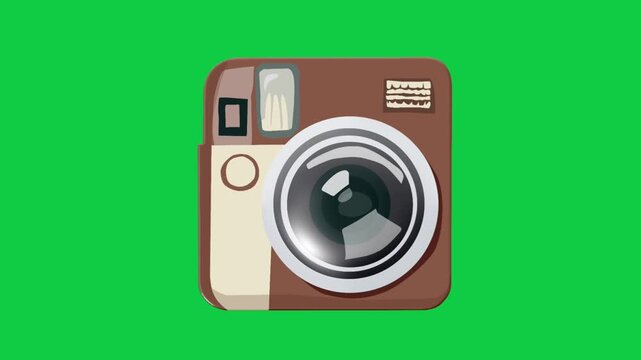 2D Animated Instant Camera with Print Photo Detail for Retro Photography