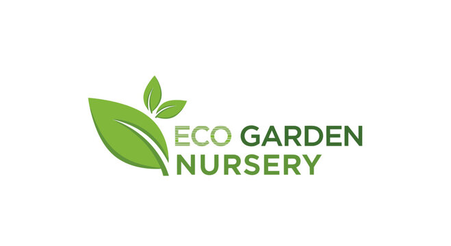 Eco garden nursery green leaf logo.