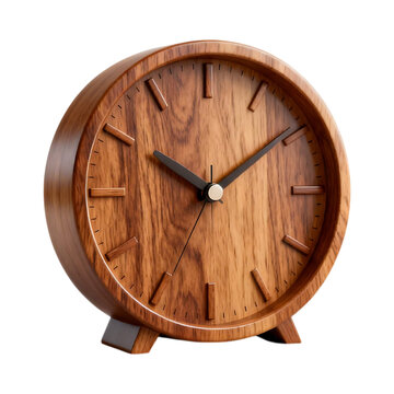 A wooden clock with a black clock hand