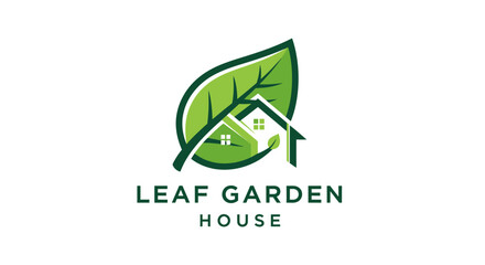 Fototapeta premium Leaf Garden House Logo Design.