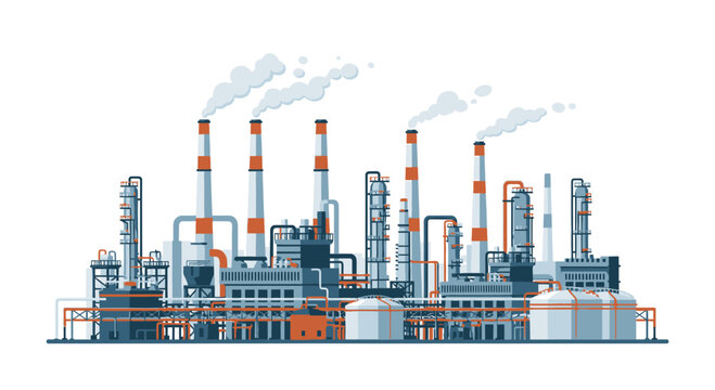 Industrial factory with smokestacks and pipes 4.