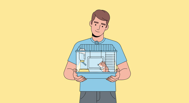 Man holding a tablet with graphics.