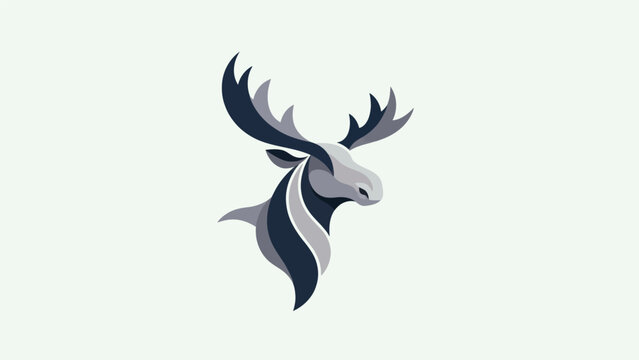Stylized moose head illustration on white