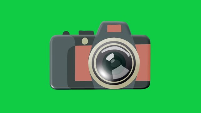 2D Animated Digital Photo Camera with Large Lens Detail for Photography